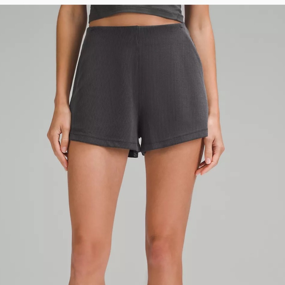 lululemon athletica Ribbed Charcoal Gray High-Waist Shorts